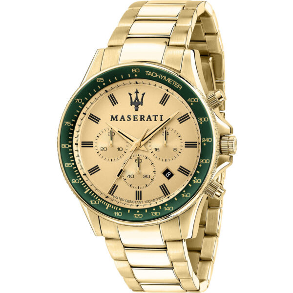 MASERATI orologio SFIDA DORATO CHRONOGRAFO DATA VERDE