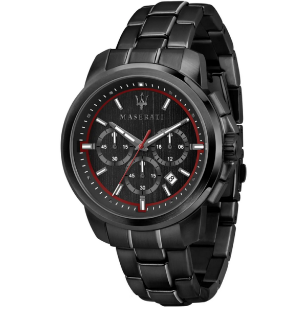 MASERATI orologio SUCCESSO black chr data braccialato pvd nero chrongrafo uomo