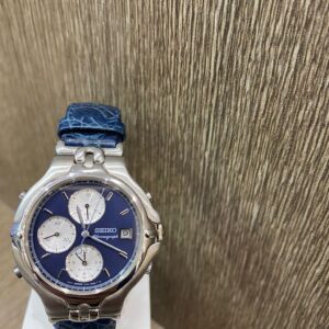 OROLOGIO SEIKO CHRONOGRAPH 7T32-6H50 VINTAGE CINTURINO BLU NUOVO DA UOMO