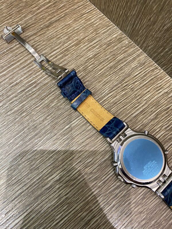 OROLOGIO SEIKO CRONOGRAPH INTROVABILE CINTURINO IN PELLE BLU ORIGINALE NUOVO 7T32-6H50 IN ACCIAIO DATA CRONONGRAFI INTROVABILE - immagine 3