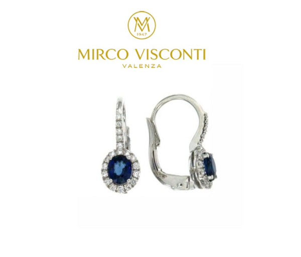 mirco visconti orecchini monachina oro bianco 18kt diamanti zaffiri ct.0,82 orecchini clips monachine brillanti ct.0,19 AB715/Z