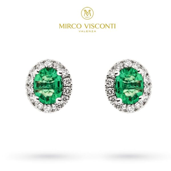 mirco visconti orecchini punto luce diamanti smeraldo colombiano ct.0,56 orecchini vite brillanti ct.0,19 g vs AB732/S