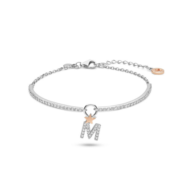 Comete Gioielli collezione stella bracciale lettera “M” iniziale bracciale rigido nome argento 925