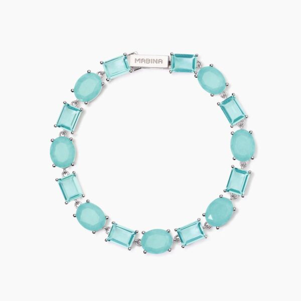 BRACCIALE MABINA SANTORINI IN ARGENTO 925 CON CRISTALLI DI ROCCA E VETRO AZZURRO DA DONNA NOVITà - immagine 3