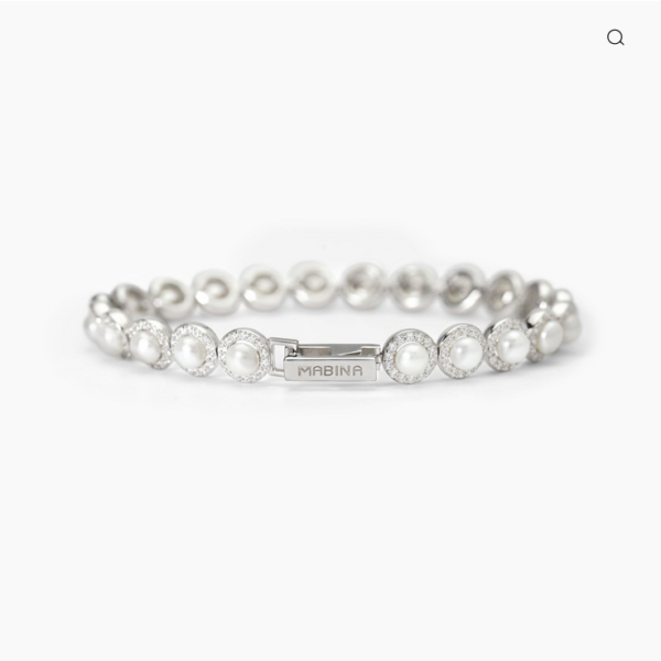 mabina gioielli bracciale tennis perle e zirconi collezione milanesienne bracciale perle acqua dolce 533826-m