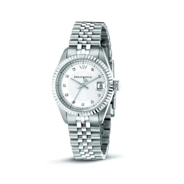 PHILIP WATCH CARIBE LADY OROLOGIO QUADRANTE SILVER/BIAMCO CON DIAMANTI CINTURINO IN ACCIAIO R8253597502