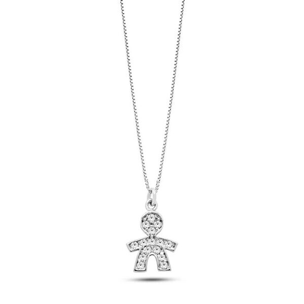 ambrosia gioielli by comete gioielli collana bimbo oro 18 kt zirconi girogola con ciondolo bambino nascita