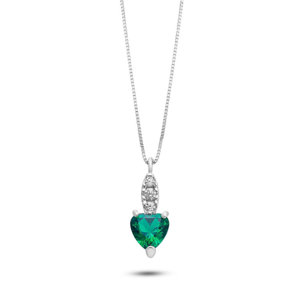 ambrosia gioielli by comete gioielli collana dea di luce cuore verde smeraldo oro 18 kt girogola oro 750 con zirconi AGZ 405