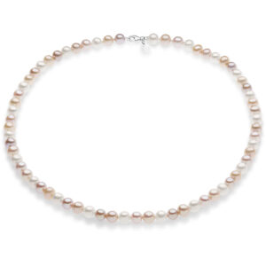 COLLANA PERLE COMETE MULTICOLOR 6/6.5 ORO BIANCO 18 KT NUOVO DA DONNA