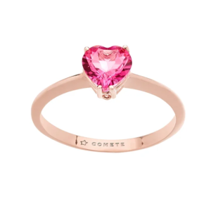 ANELLO COMETE CUORE IN ORO ROSè E TOPAZIO ROSA 18 KT DA DONNA NUOVO