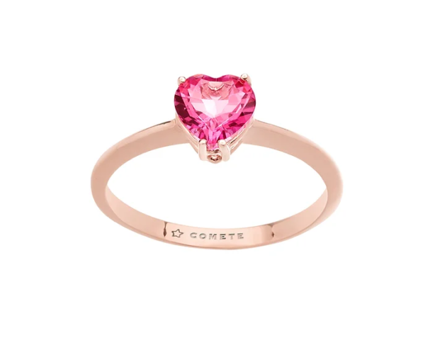 COMETE GIOIELLI anello CUORE topazio rosa oro rosa 18kt anelli nascita taglio cuore fidanzamento