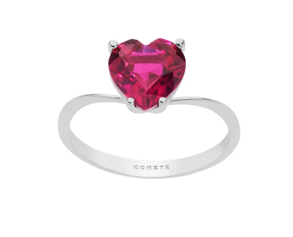 COMETE GIOIOELLI anello CUORE rubino ORO 18KT collezione STORIE di LUCE heart cut fidanzamento