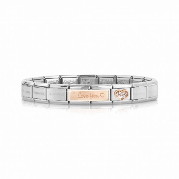 Nomination composable Classic Amore bracciale personalizzabile ORO ROSA zirconi made in Italy