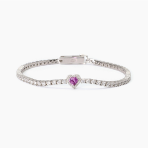 tennis love affairargento 925 cuore rosa bracciale mabina gioielli