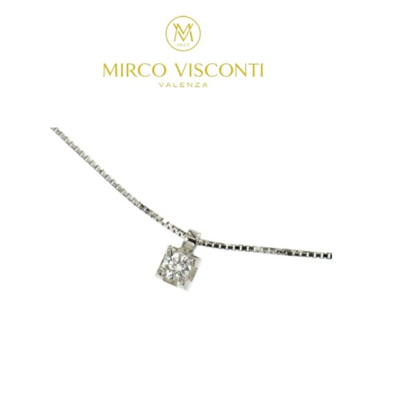 MIRCO VISCONTI collana punto luce oro bianco 18kt diamante ct.0,09 G VS taglio brillante girocollo