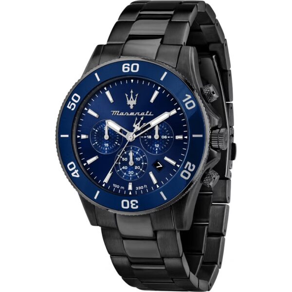 maserati uomo orologio competizione chr blu ceramica cronografo data ghiera tachimetrica girevole  100mt