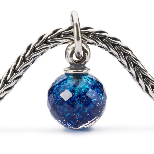 Trollbeads pendente Cielo Stellato Argento 925 blu Glitter charm ciondolo vetro - immagine 2