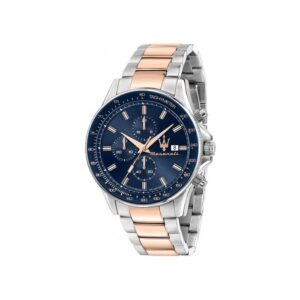 maserati orologio sfida Uomo acciaio blu quarzo chrono DATA nuovo