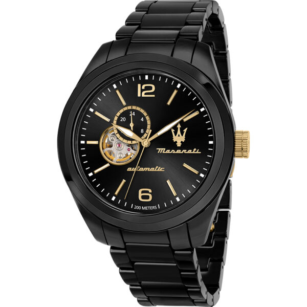 MASERATI Orologio Traguardo Uomo Ceramica Nero Automatico scheletrato dorato 200mt