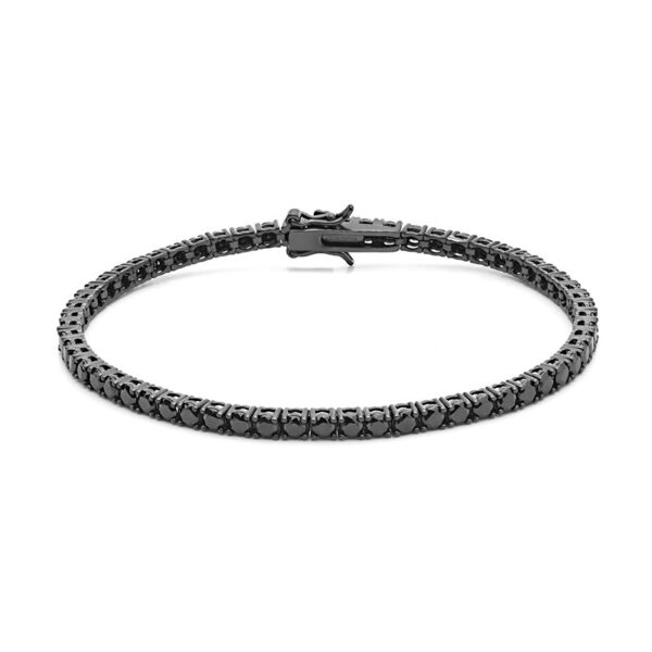 BRACCIALE COMETE TENNIS IN ARGENTO 925 DA UOMO BASE NERA ZIRCONI NERI UBR992M20