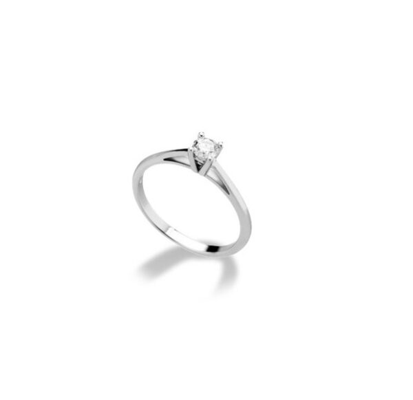 Anello solitario zircone Oro 18kt bianco donna nuovo