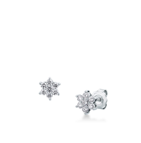 ORECCHINI MIRCO VISCONTI FIOCCO DI NEVE IN ORO BIANCO 18 KT CON DIAMANTI CT0.18 E CT.0.59 G VS BG52/60