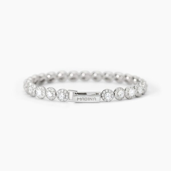 MABINA  GIOIELLI BRACCIALE TENNIS IN ARGENTO 925 MILANESIENNE CON ZIRCONI BIANCHI DA DONNA 18 CM 533823