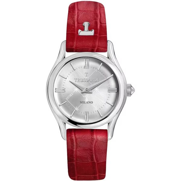 OROLOGIO TRUSSARDI T-LIGHT 32MM CINTURINO IN PELLE ROSSO QUADRANTE SILVER R2451127502