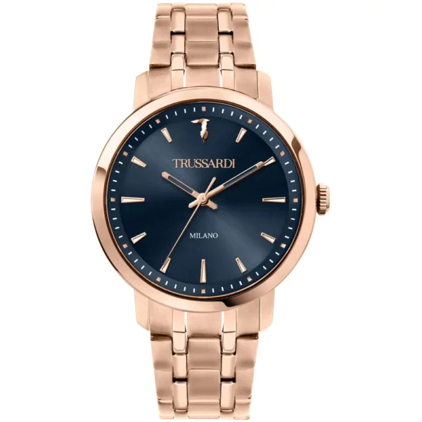 OROLOGIO TRUSSARDI T-COUPLE DA UOMO IN ACCIAIO ROSè 41 MM QUADRANTE BLU R2453147006