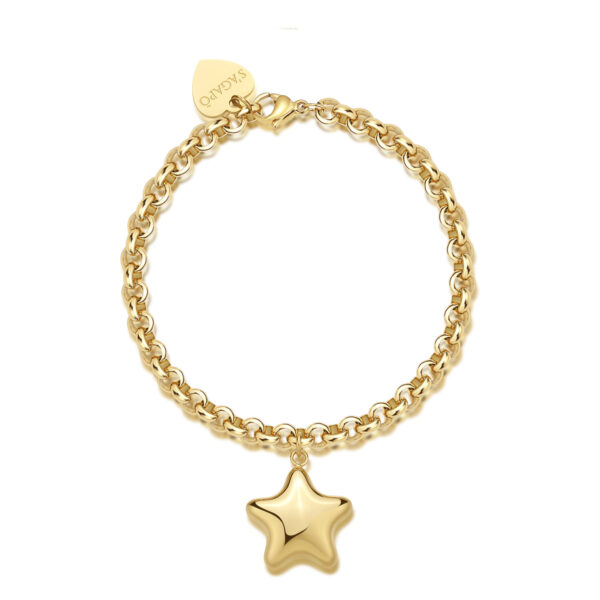 BRACCIALE S'AGAPO STELLAR SSE22 CATENA IN ACCIAIO 316 L DORATO 14 KT STELLA BOMBATO