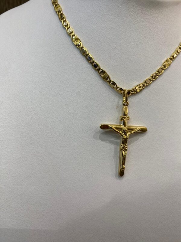 CATENA A CM 60 IN ORO GIALLO 18 KT 750 CROCE CON CRISTO - immagine 5