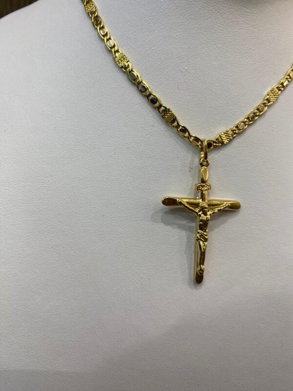 CATENA A CM 60 IN ORO GIALLO 18 KT 750 CROCE CON CRISTO - immagine 4