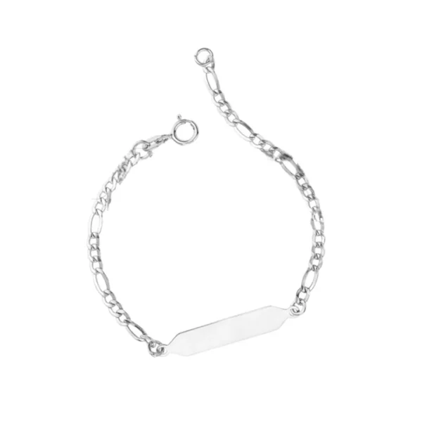 Bracciale targa maglia 3+1 oro bianco 18kt bambini