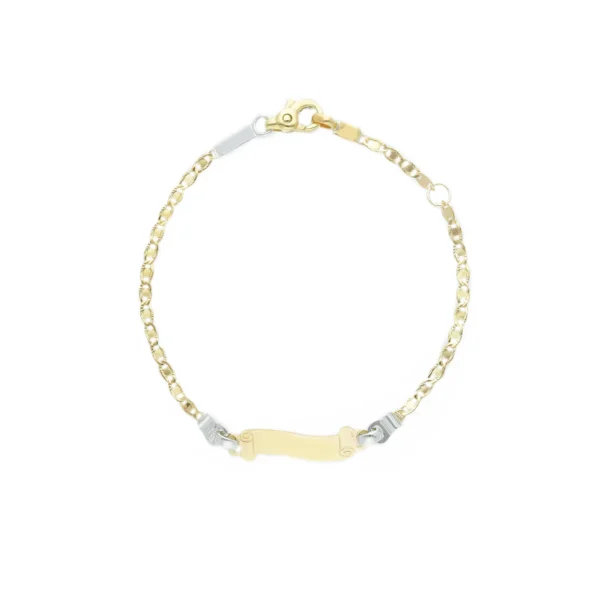 bracciale targa pergamena ORO giallo e bianco 18KT nuovo