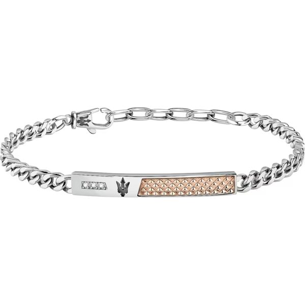 MASERATI BRACCIALE TARGA MAGLIA GRMETTE CON DIAMANTI NATURALI E DETTAGLIO IN PVD ROSè JM