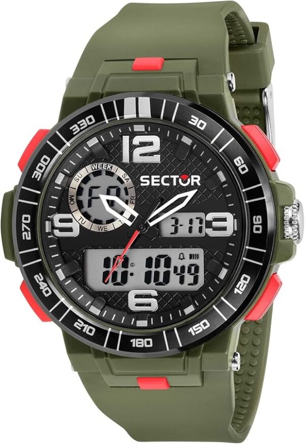 OROLOGIO SECTOR DIGITALE R3251532001 CINTURINO IN GOMMA VERDE E ROSSO MILITARE ANALOGICO