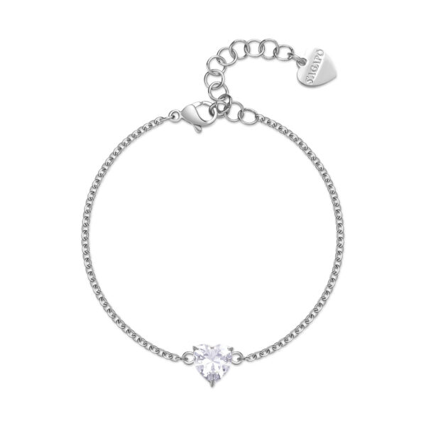 BRACCIALE CUORE BIANCO S'AGAPO DAZZLY IN ACCIAIO DA DONNA NUOVO