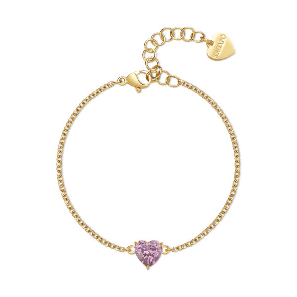 BRACCIALE CUORE ROSA S'AGAPO DORATO DAZZLY IN ACCIAIO DA DONNA NUOVO