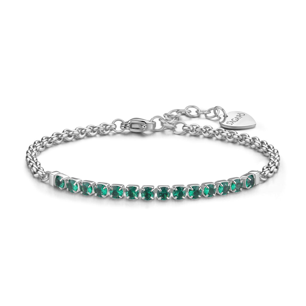 BRACCIALE TENNIS VERDE SAGAPO DAZZLY IN ACCIAIO DA DONNA